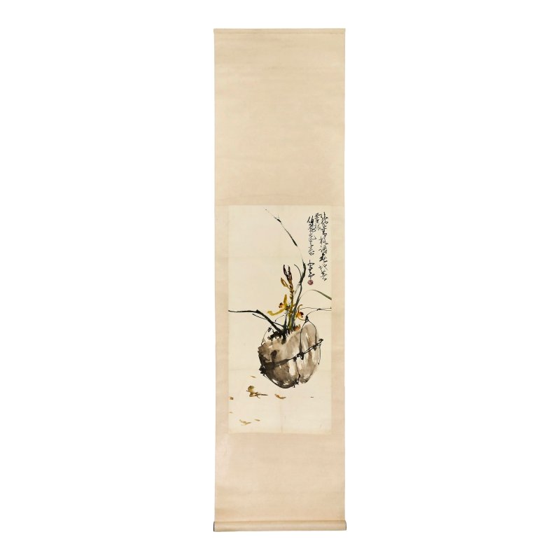 趙少昂 蘭花圖 設色紙本 立軸 | ZHAO SHAO'ANG (1905-1998) - 图3