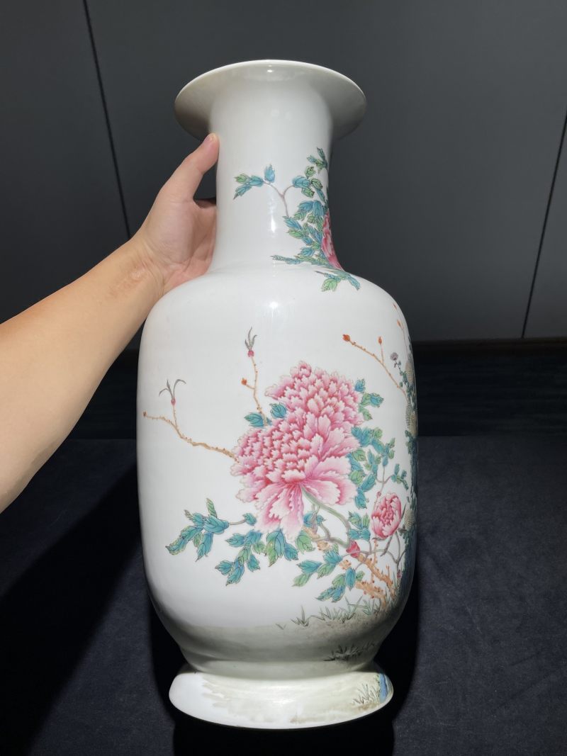 民国 粉彩花鸟纹大瓶 - 图3