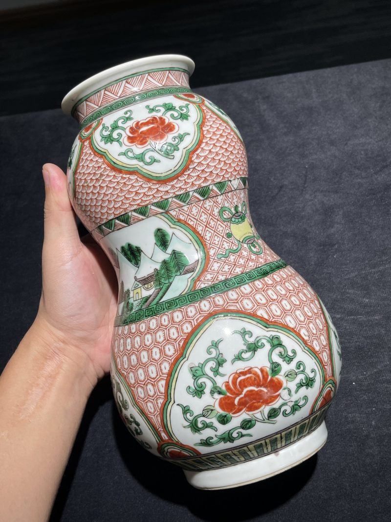 清晚期 五彩花卉纹葫芦瓶 - 图4