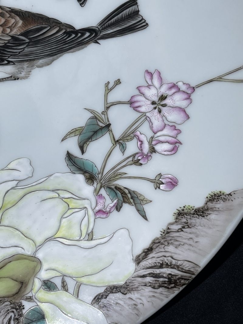 50年代 粉彩花鸟纹大盘 - 图4