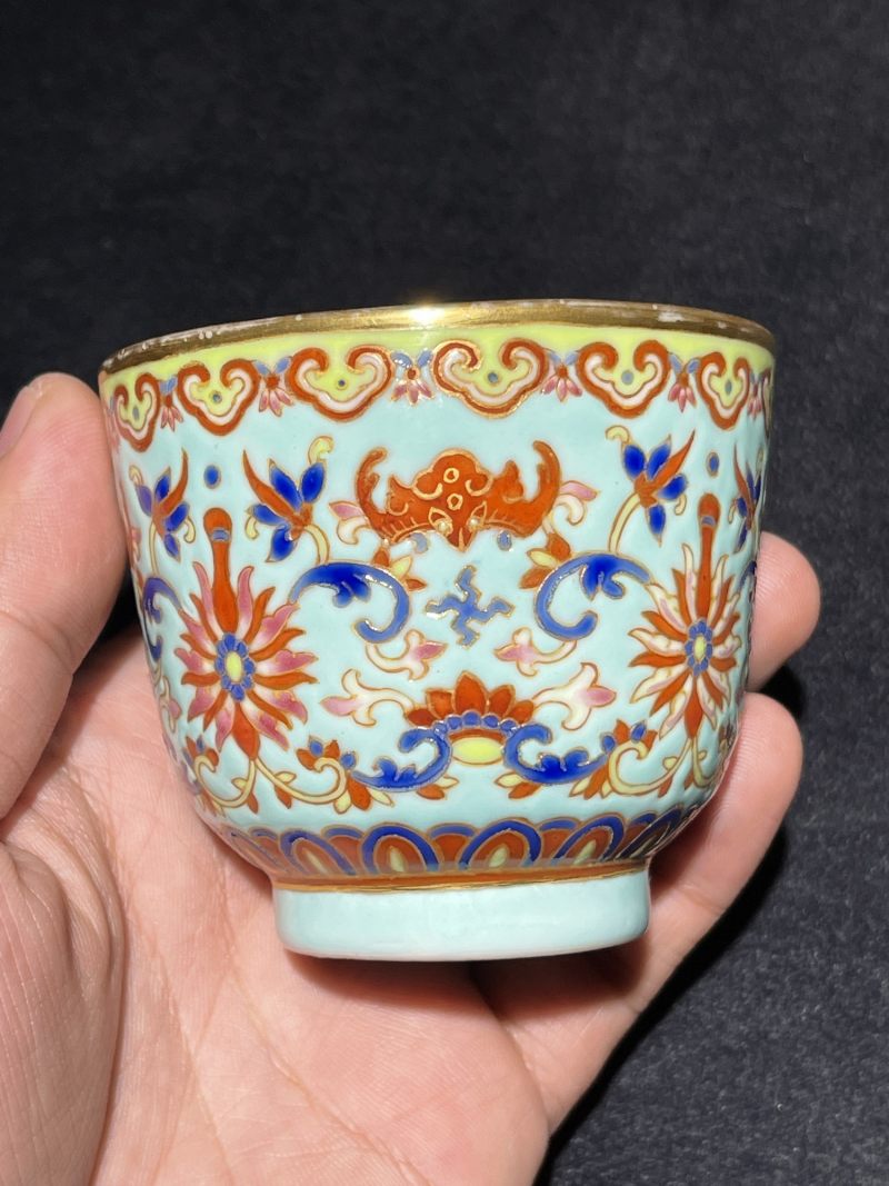 清光绪 仿景泰蓝福寿万代纹杯 - 图3