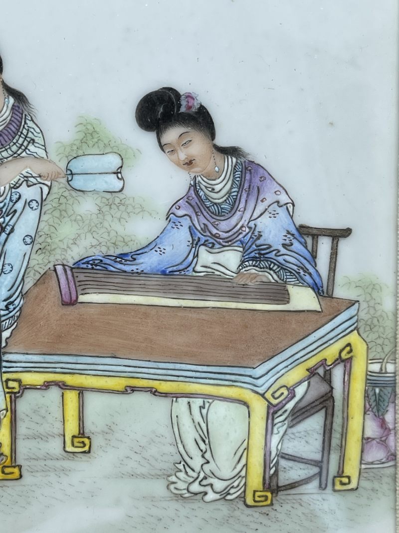 民国 粉彩侍女人物瓷板两片 - 图4