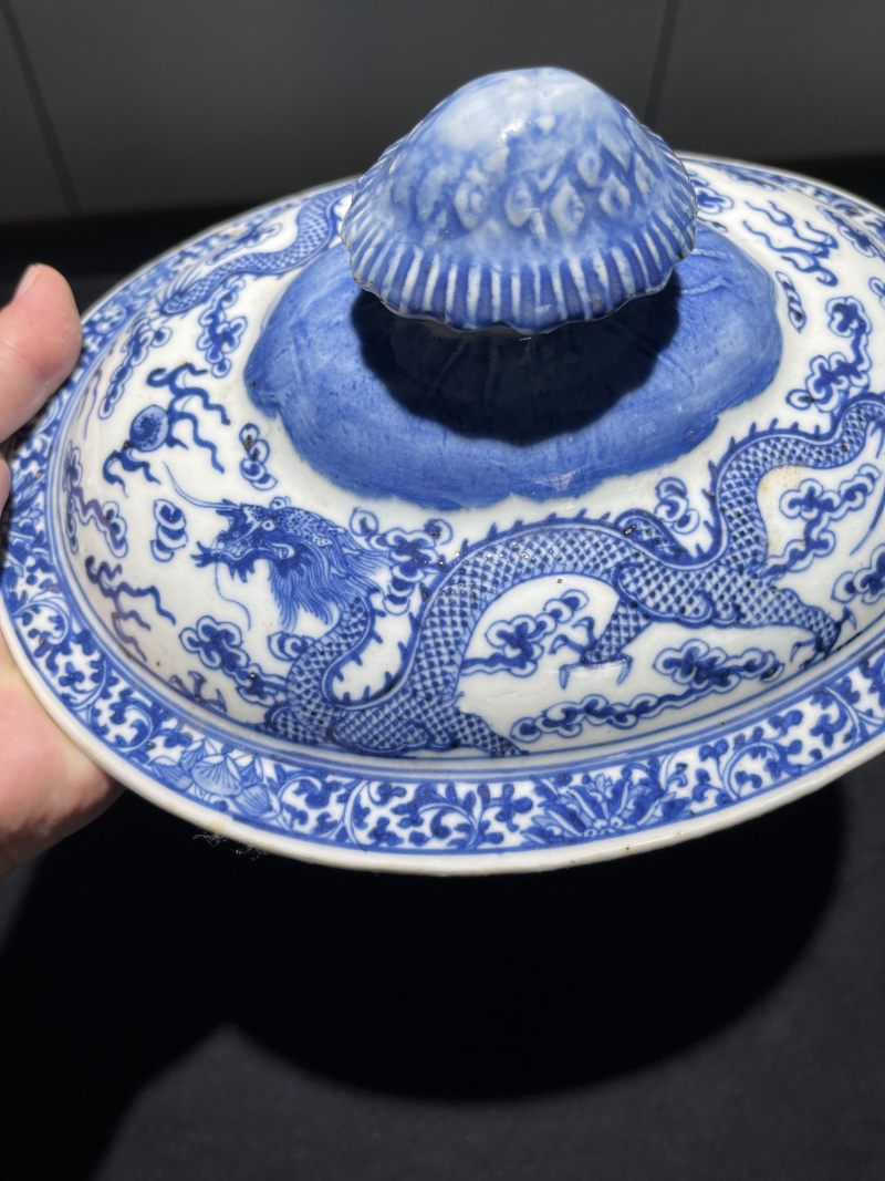 清晚期 青花云龙纹汤盆一套 - 图18