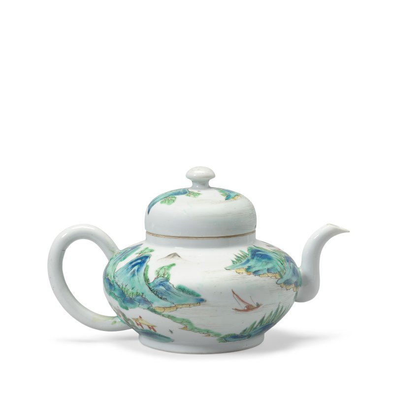 民國 粉彩亭臺山水圖蓋壺 | A FAMILLE ROSE 'LANDSCAPE' TEAPOT AND COVER - 图2