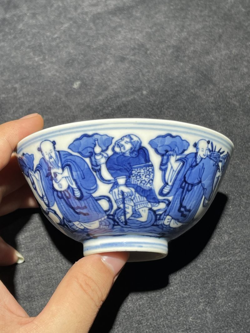 清光绪 青花八仙人物纹茶园 - 图2