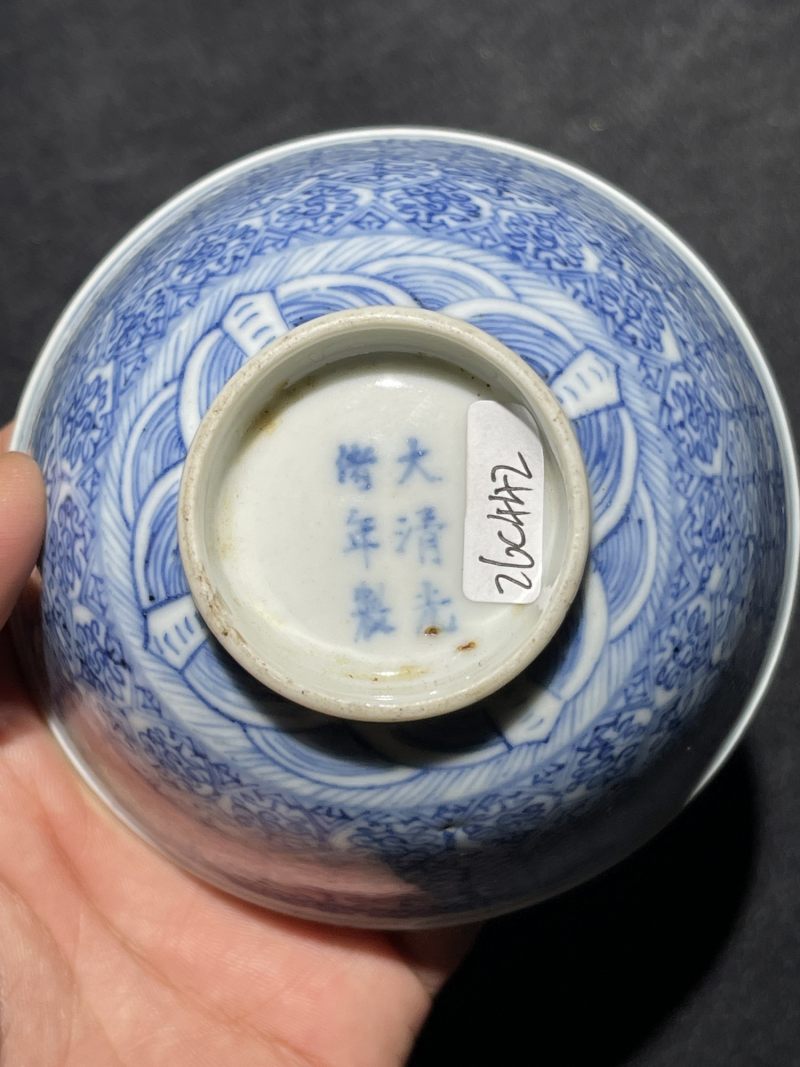 清光绪 青花锦地纹杯 - 图6