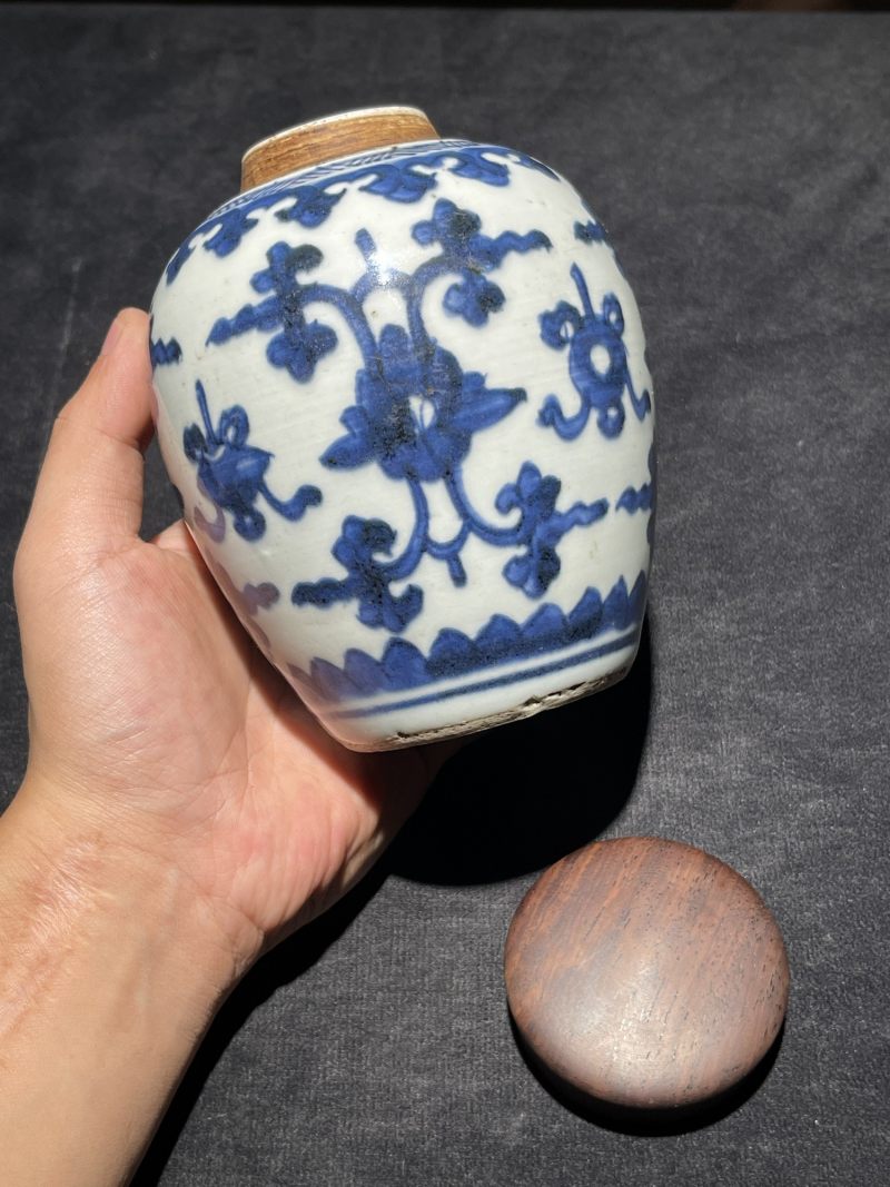 清康熙 青花山水、花卉纹罐一组4件 - 图14