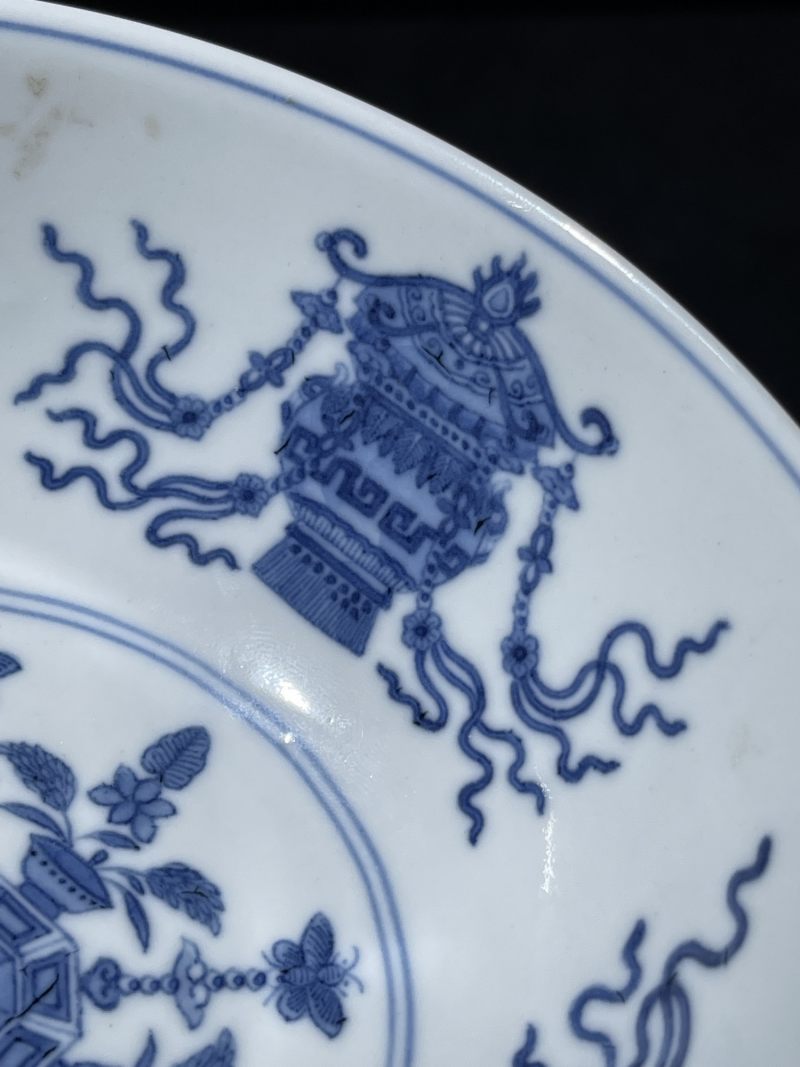 清道光 御制胭脂地轧道洋彩开光五谷丰登纹膳碗 - 图9