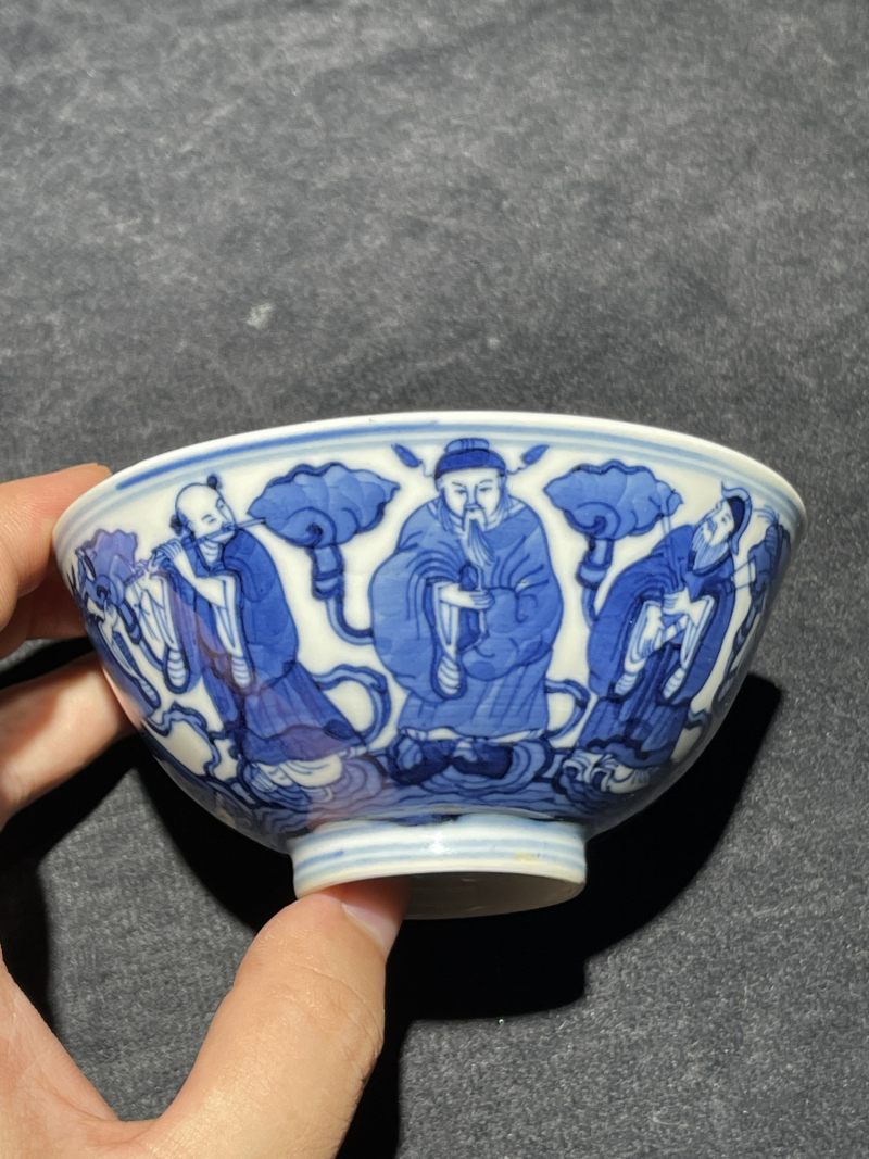 清光绪 青花八仙人物纹茶园 - 图3