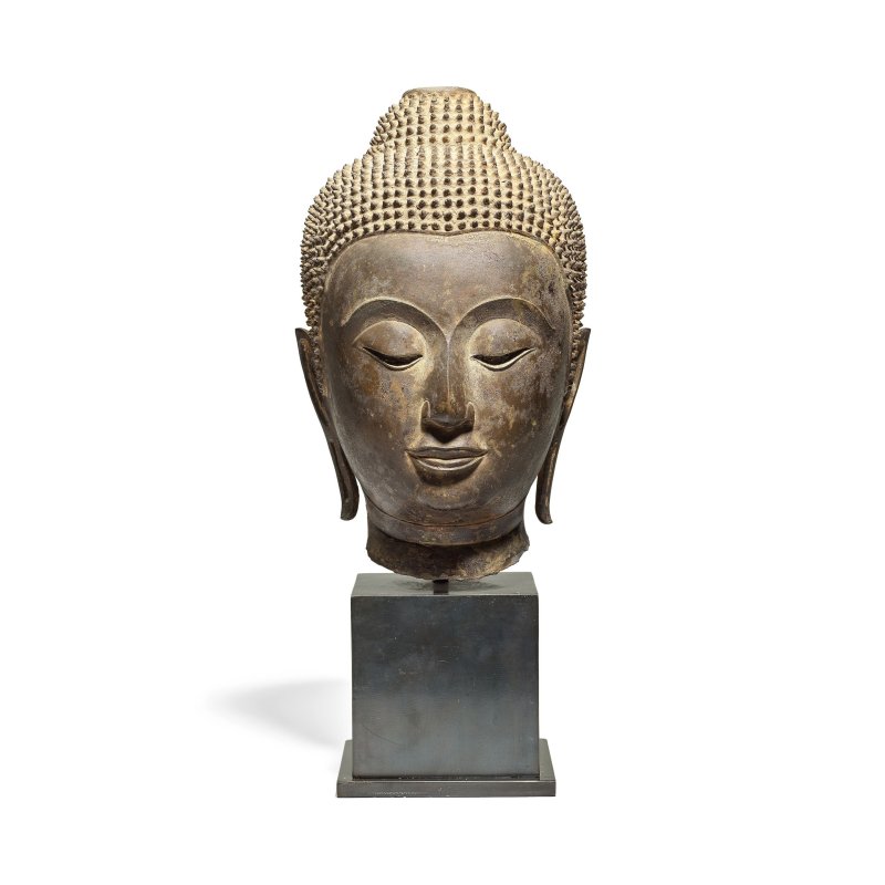泰國 大城時期 十六/十七世紀 銅佛首 | A BRONZE HEAD OF BUDDHA