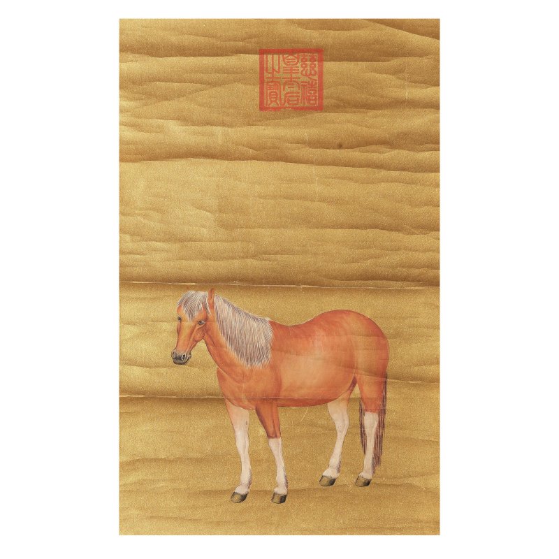 慈禧（傳） 駿馬圖 設色描金紙本 立軸 | AFTER CIXI (Empress Dowager, 1835-1908)