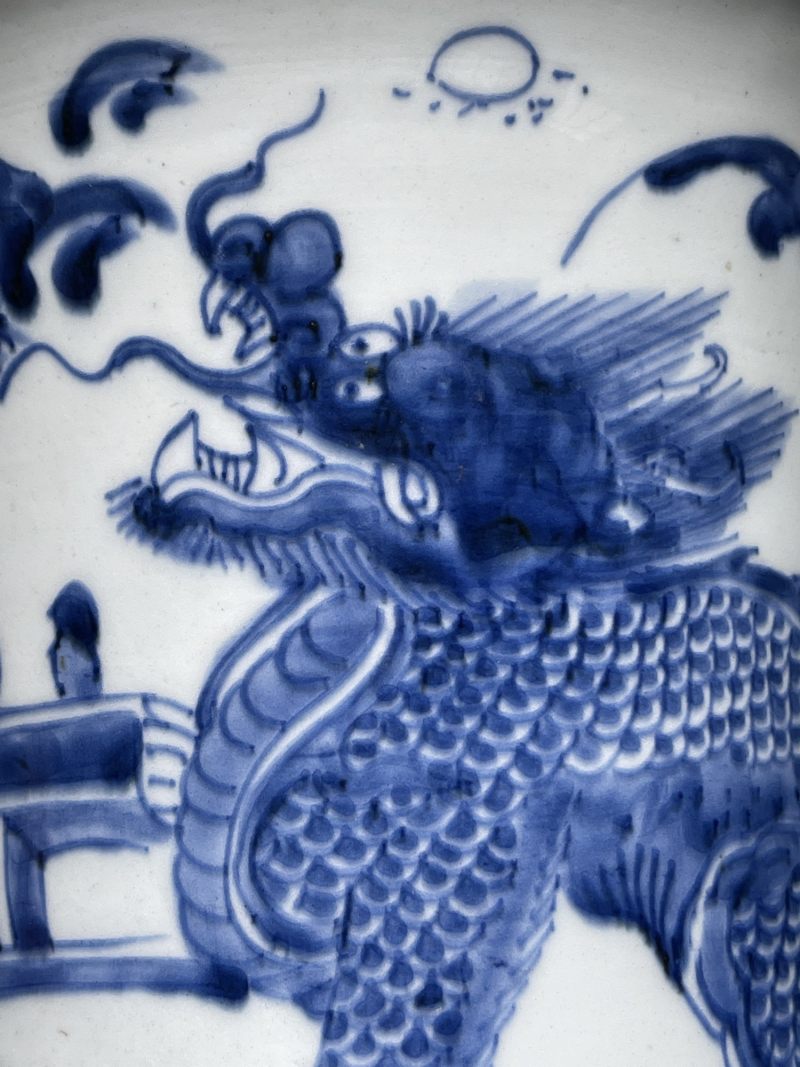 清顺治 青花麒麟芭蕉纹花觚 - 图6