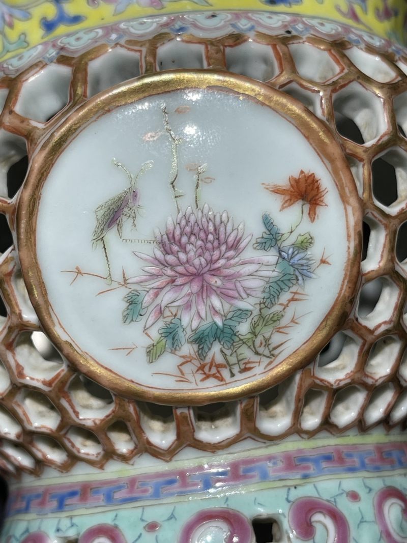 民国 粉彩镂空花篮 - 图6
