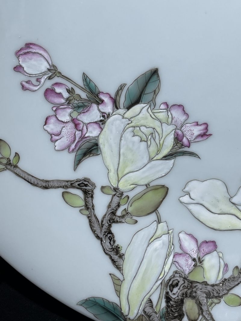 50年代 粉彩花鸟纹大盘 - 图6