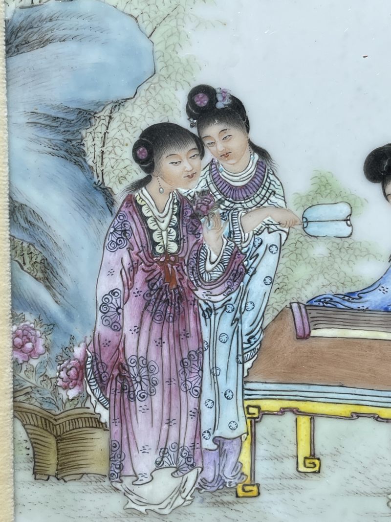 民国 粉彩侍女人物瓷板两片 - 图6