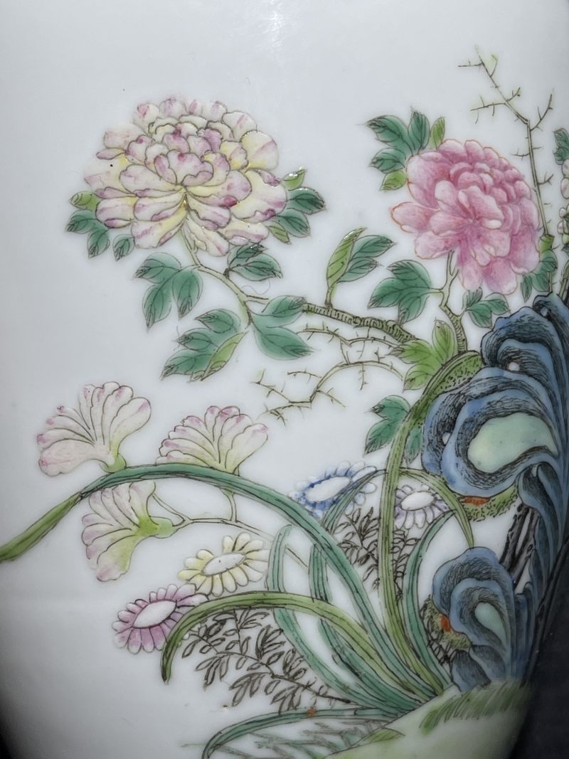 民国 粉彩花鸟纹瓶一对 - 图19