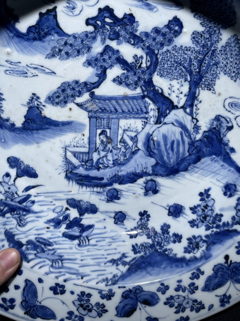明晚期 青花人物故事纹折沿盆 - 图3