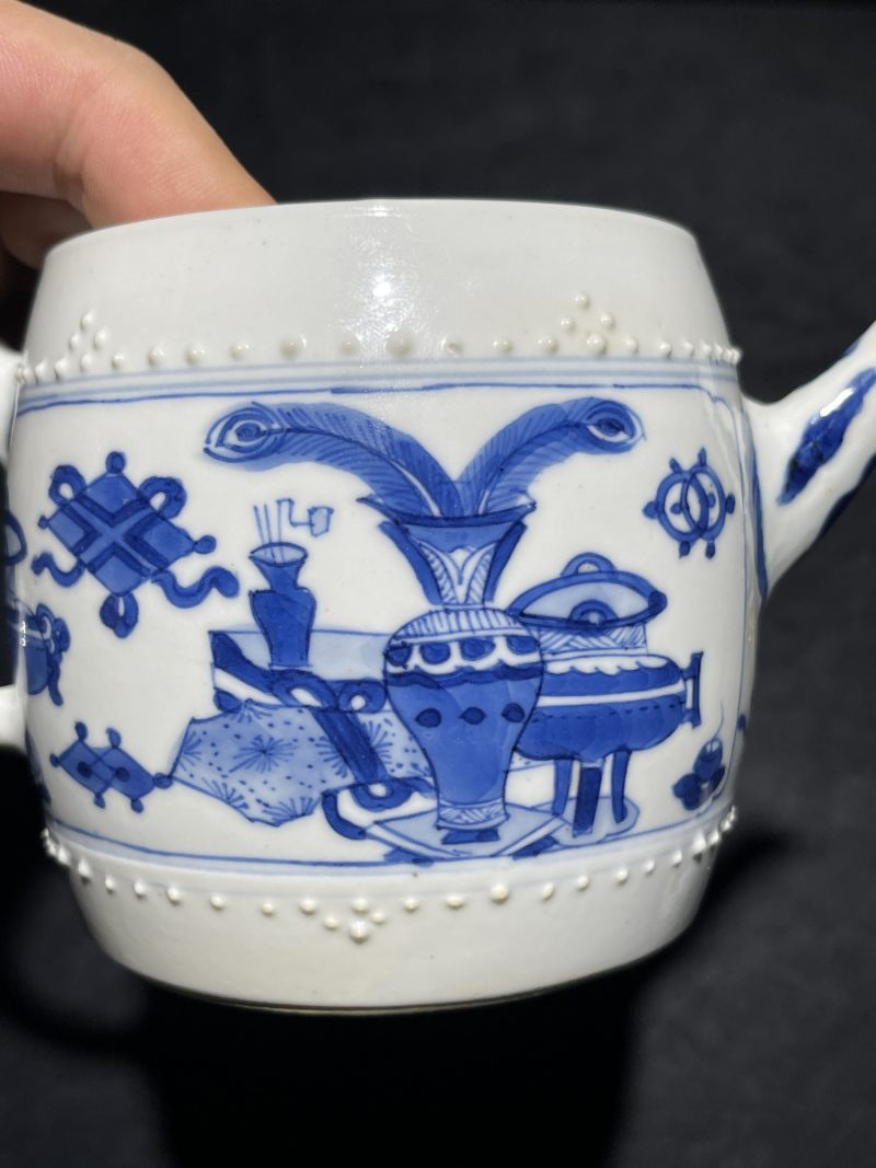 清康熙 青花博古纹执壶 - 图4
