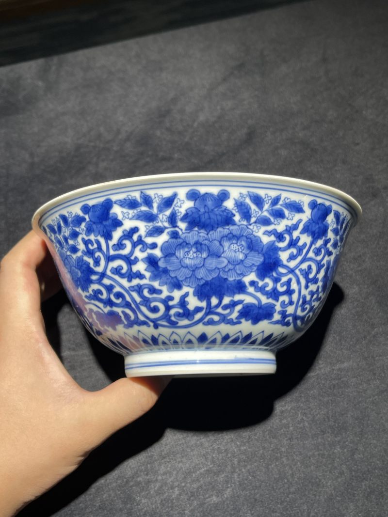 清康熙 青花花卉纹碗 - 图2