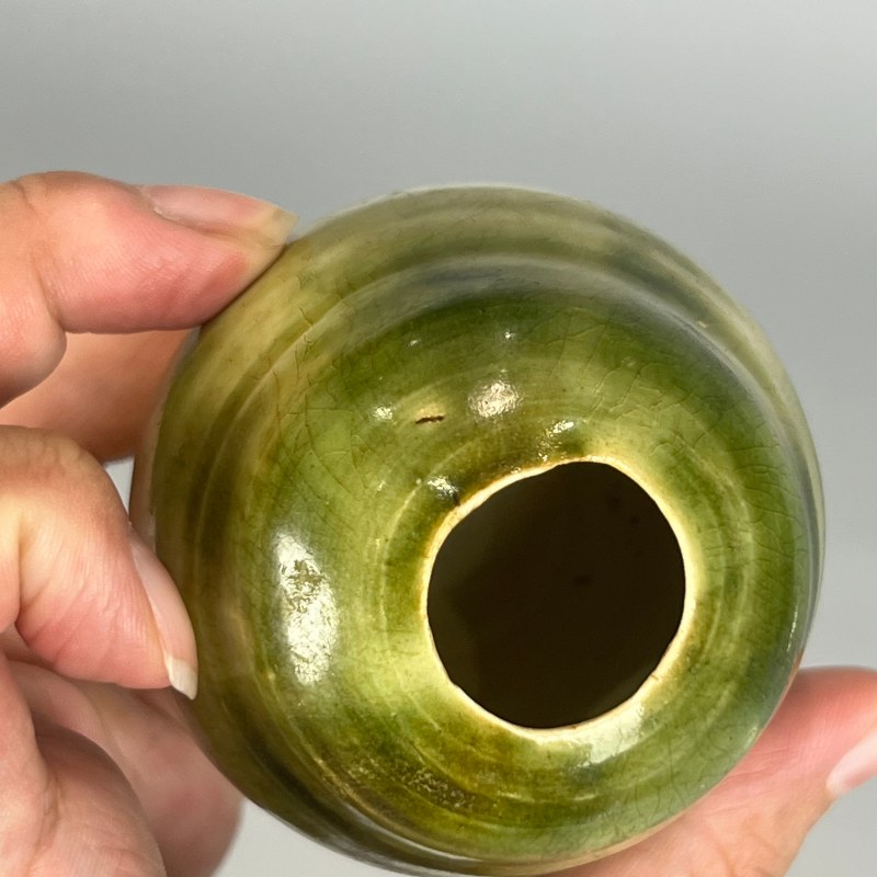 明代 绿釉茄子形香罐 - 图9