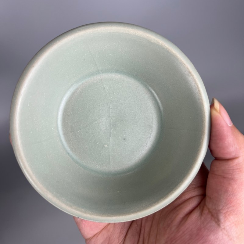 明代 龙泉窑粉青釉直边洗 - 图5