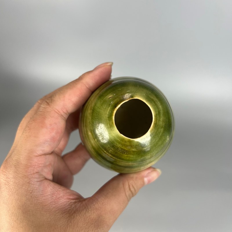 明代 绿釉茄子形香罐 - 图10