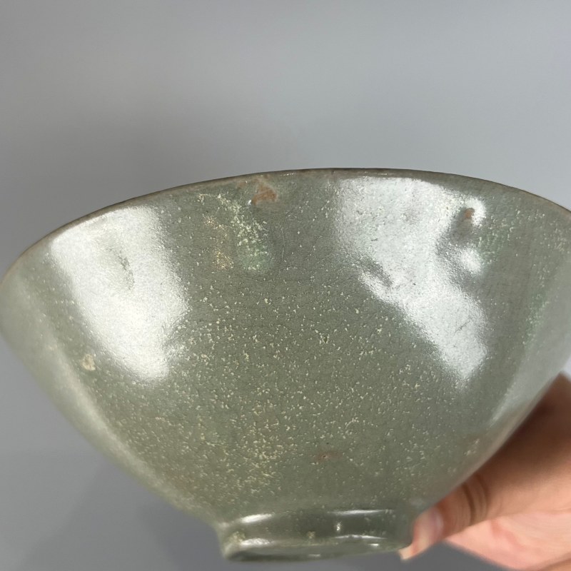 明代 高丽青釉印花斗笠盏 - 图6
