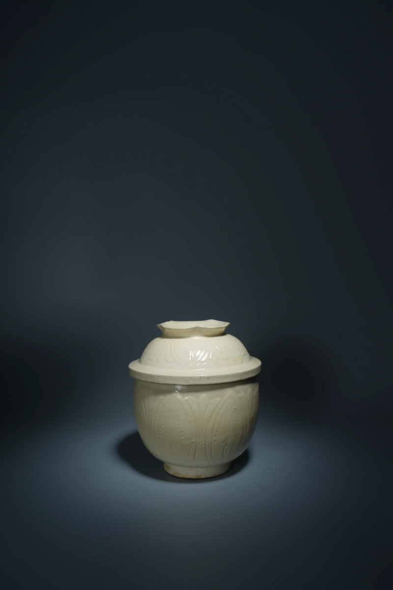 磁州窑莲瓣纹花口盖钵 - 图1