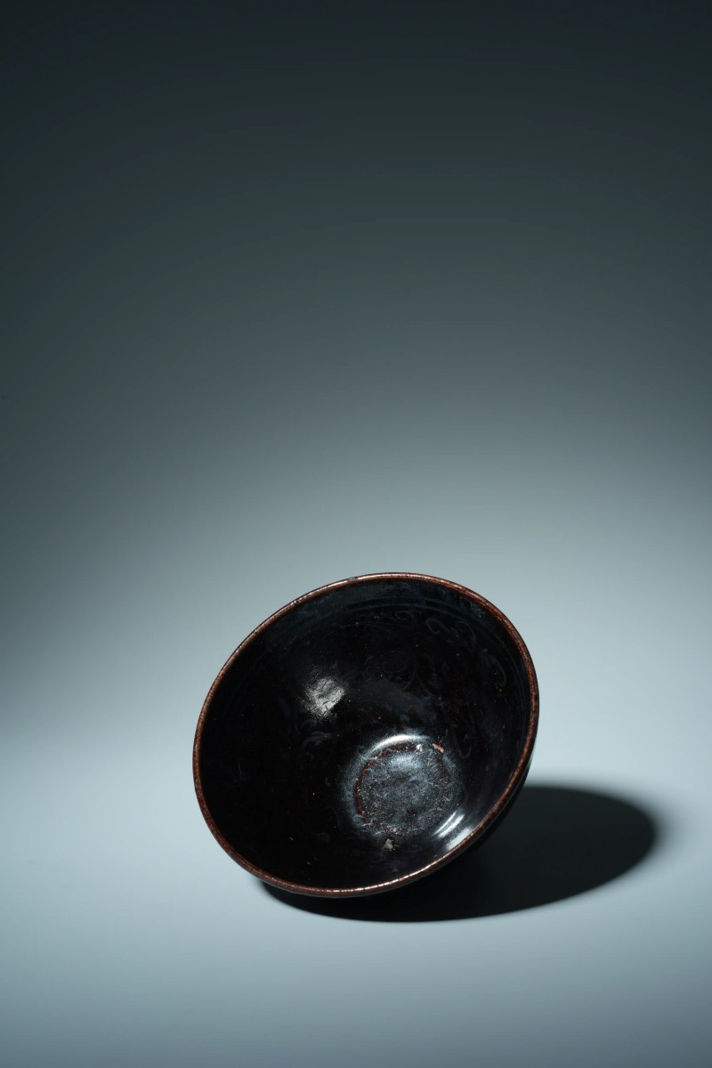 吉州窑黑釉描银宝相花不倒翁盏 - 图6