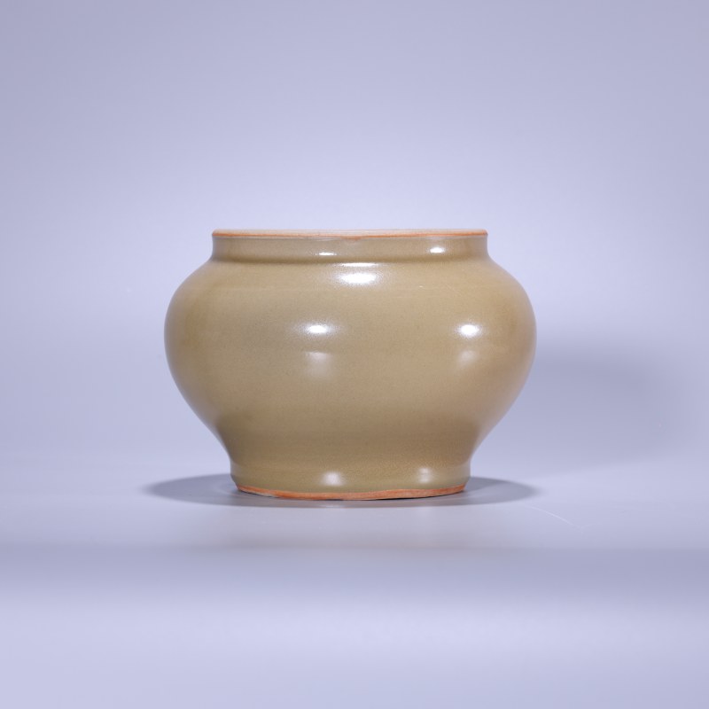 明代 龙泉窑青黄釉罐 - 图1