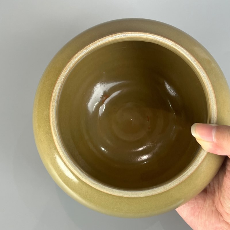 明代 龙泉窑青黄釉罐 - 图5