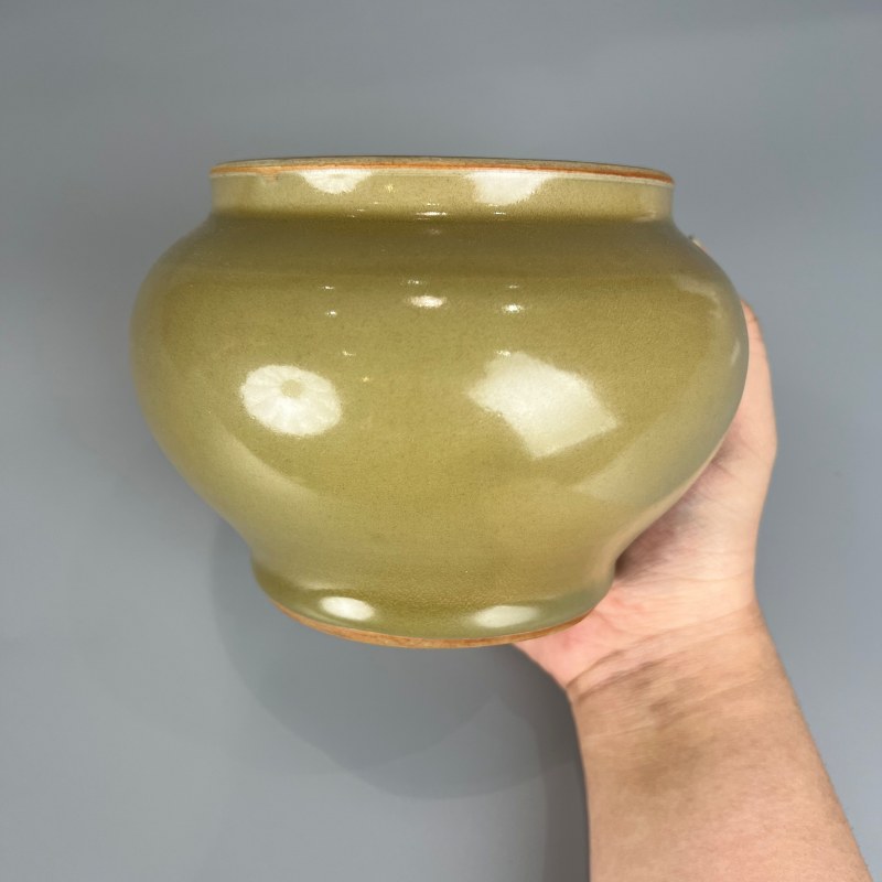 明代 龙泉窑青黄釉罐 - 图8