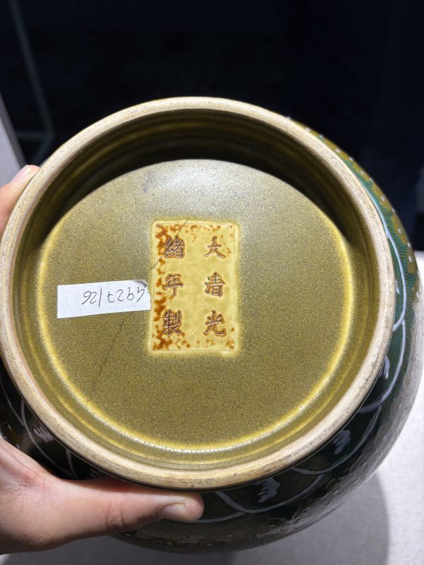 清光绪 茶叶末釉粉彩龙纹瓶 - 图9