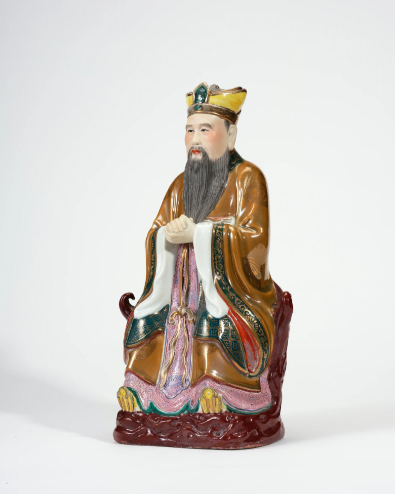 20世纪50年代 粉彩文官瓷塑 - 图2