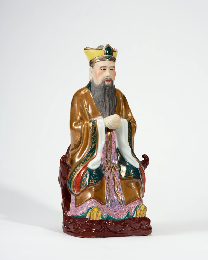20世纪50年代 粉彩文官瓷塑 - 图3