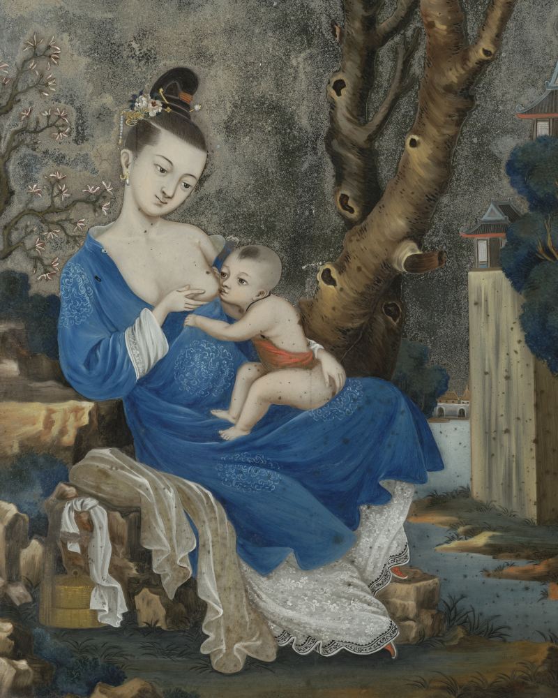 清乾隆 玻璃画仕女图挂屏 - 图2