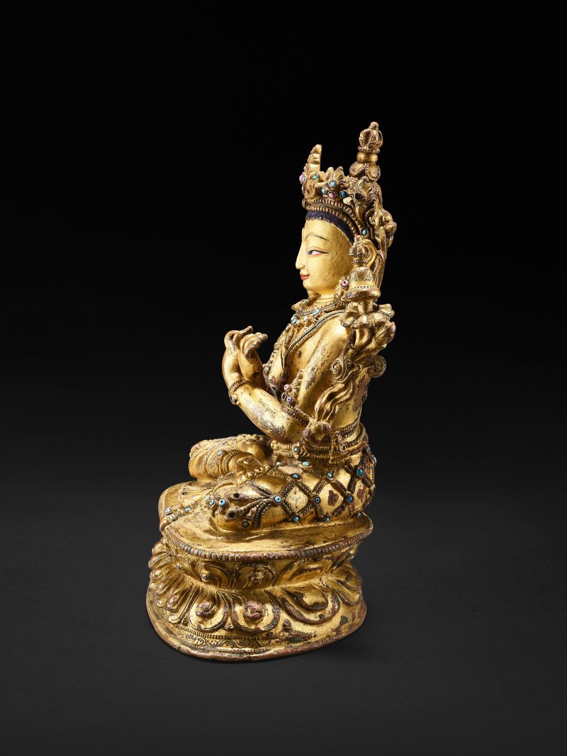 鎏金銅合金金剛總持坐像  或索南堅贊作 西藏中部 約1430年 - 图3