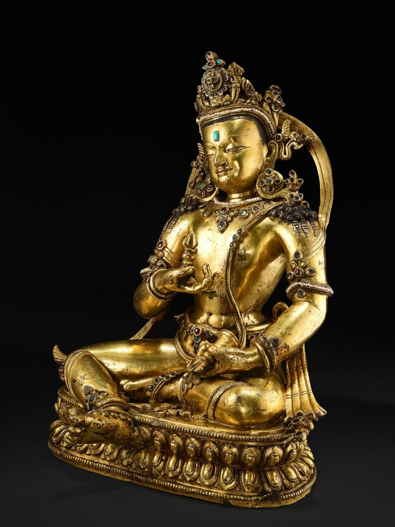鎏金銅合金金剛薩埵坐像  西藏中部 丹薩替寺 約1370年 - 图2