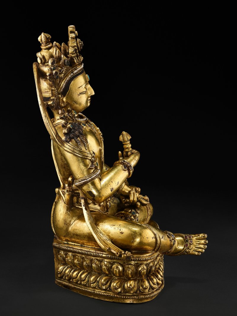 鎏金銅合金金剛薩埵坐像  西藏中部 丹薩替寺 約1370年 - 图5