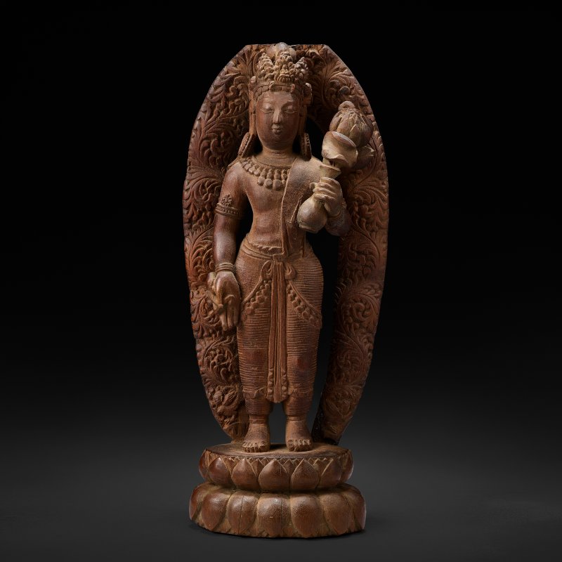 檀木雕觀音立像  或十世噶瑪巴卻英多傑（1604-1674年）作 西藏中部或麗江王國 十七世紀