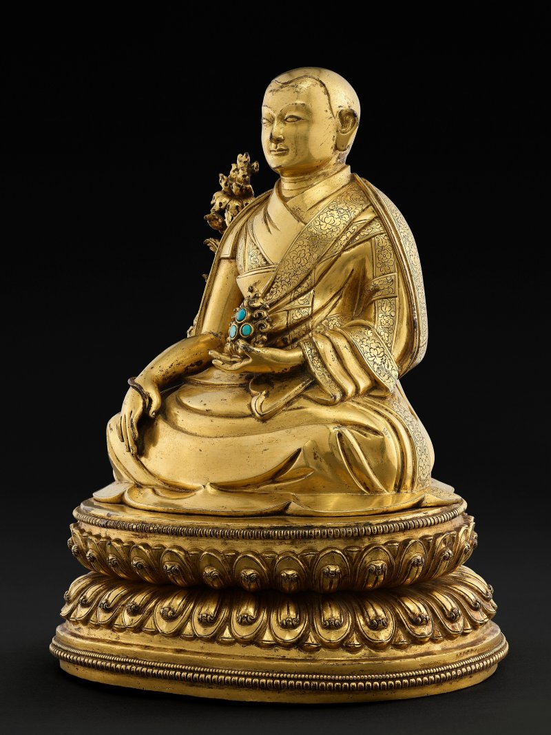 鎏金銅合金四世達賴喇嘛雲丹嘉措坐像  西藏 扎什倫布寺 十七世紀 - 图2