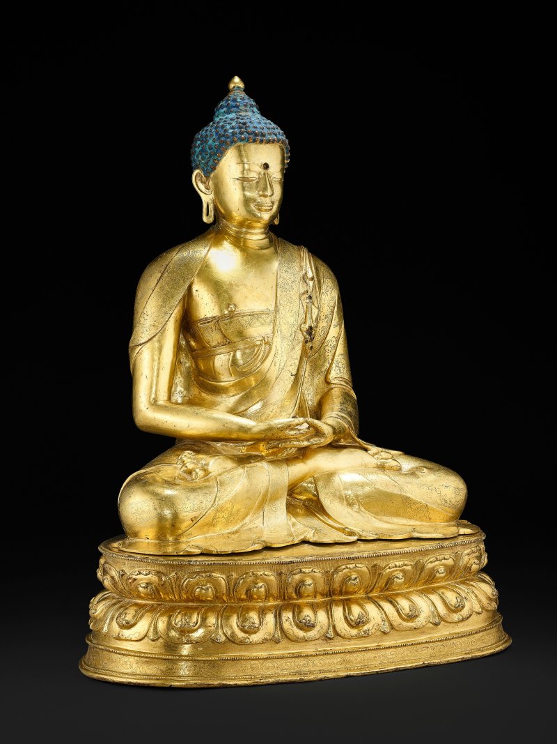 鎏金銅合金阿彌陀佛坐像  或索南堅贊作西藏中部 約1430年 - 图6