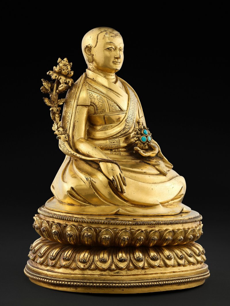 鎏金銅合金四世達賴喇嘛雲丹嘉措坐像  西藏 扎什倫布寺 十七世紀 - 图4