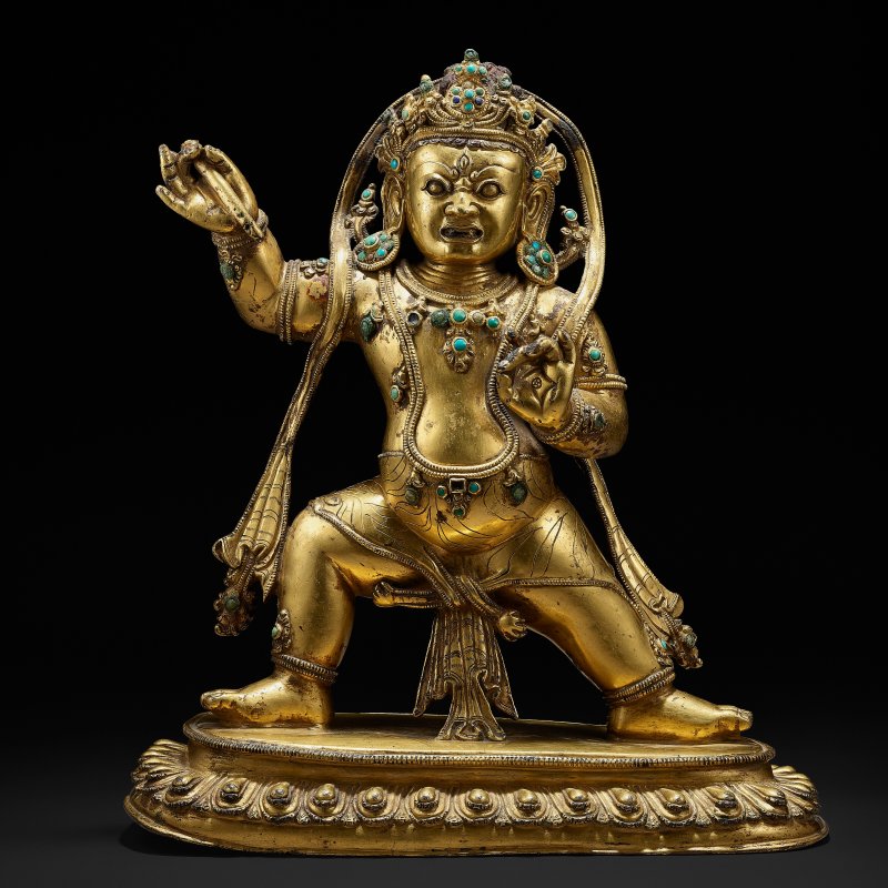 鎏金銅合金吒枳明王立像  西藏中部 丹薩替寺 約1431至1435年 - 图1