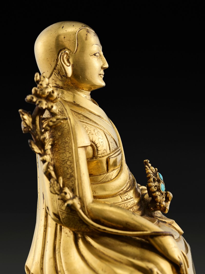鎏金銅合金四世達賴喇嘛雲丹嘉措坐像  西藏 扎什倫布寺 十七世紀 - 图6