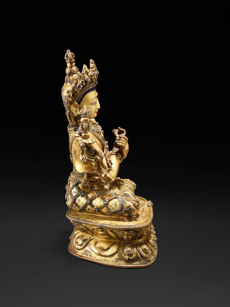 鎏金銅合金金剛總持坐像  或索南堅贊作 西藏中部 約1430年 - 图5
