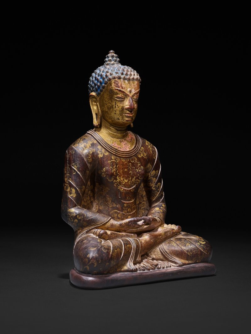 紫檀漆金彩繪懺悔佛坐像  西藏 扎什倫布寺 十七世紀 - 图4