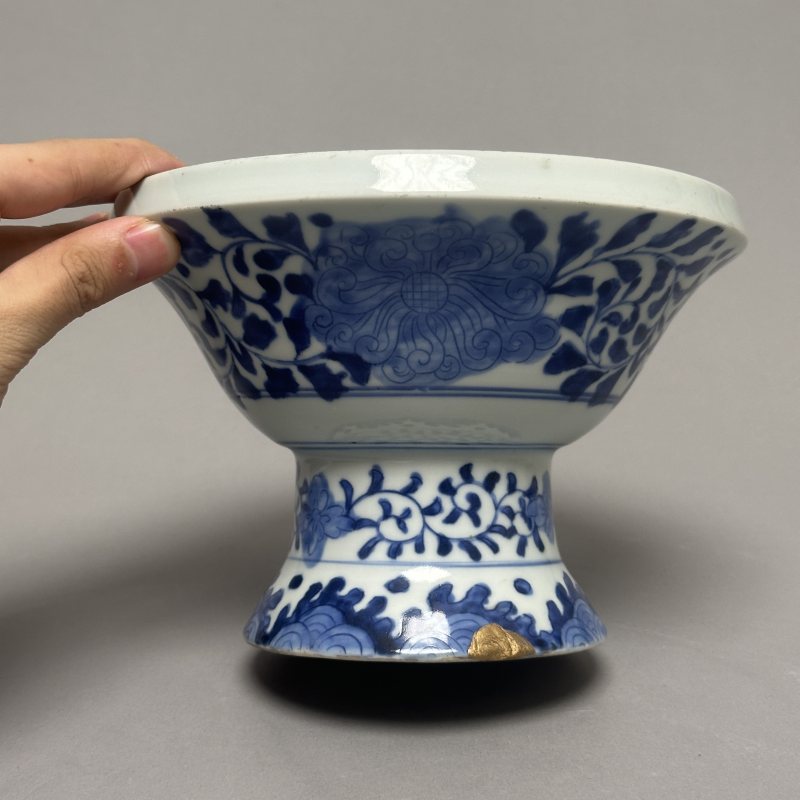 清中期 青花鱼藻纹贡碗 - 图2