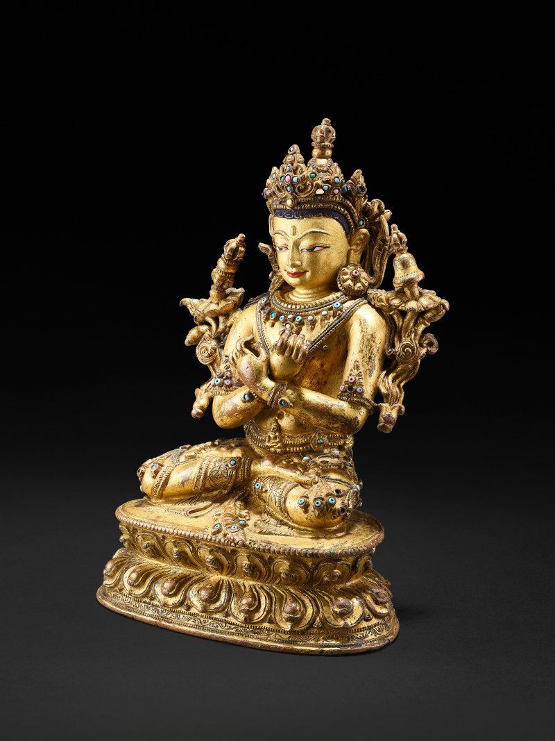 鎏金銅合金金剛總持坐像  或索南堅贊作 西藏中部 約1430年 - 图2