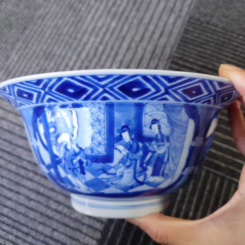 清康熙 青花西厢记图碗 - 图11